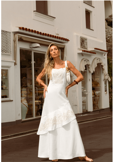 Vestido Longo Bordado Bana Bana