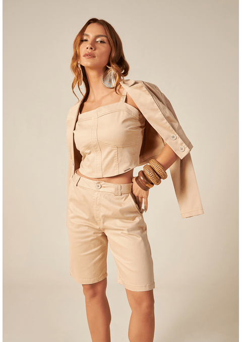 Blazer Cropped Com Abotoamento Duplo Bana Bana