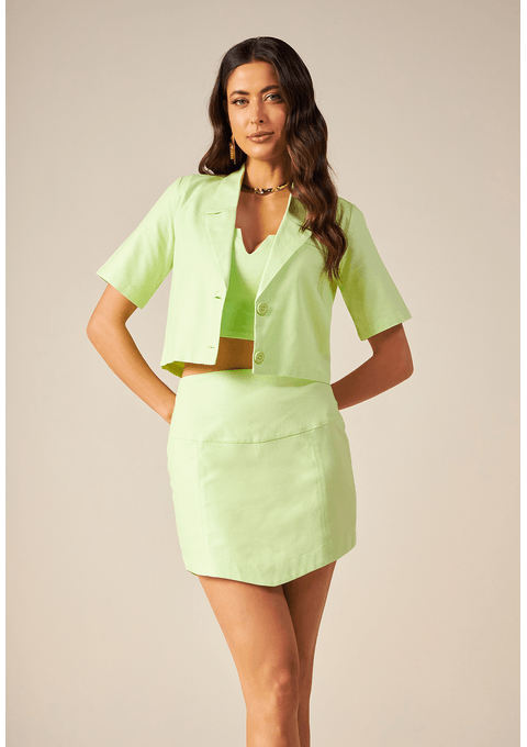 Conjunto Blazer Curto E Cropped Liso Bana Bana