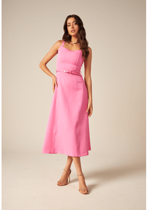 Vestido Midi Com Cinto Bana Bana