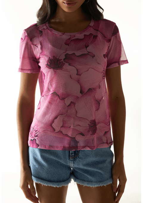 T-Shirt Tule Estampada Bana Bana