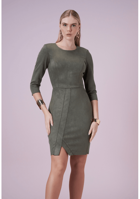 Vestido Curto De Suede