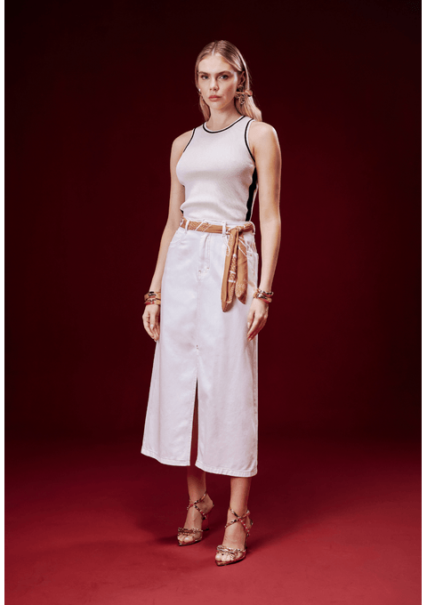 Saia Amanda Midi com Lenço Estampado