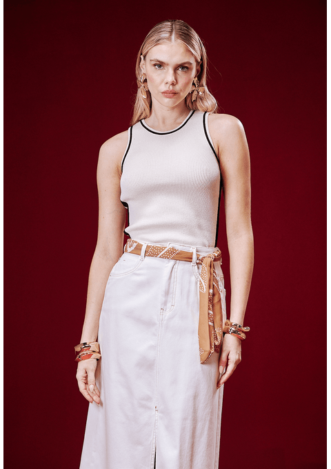 Saia Amanda Midi com Lenço Estampado