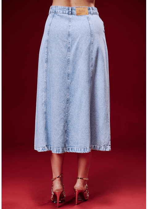 Saia Midi Alongada com Recortes Sofisticados