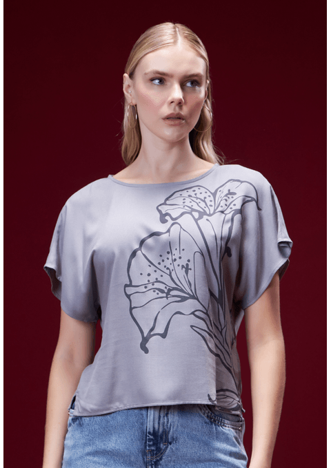 T-Shirt Estampada com Manga Raglan