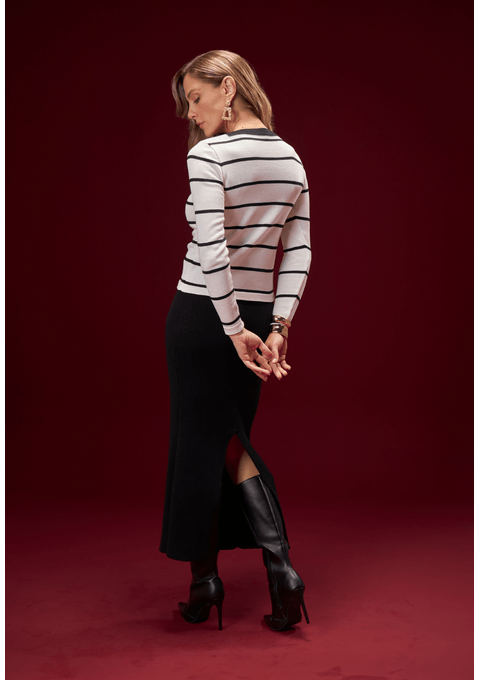 Conjunto Cardigan e Saia Longa