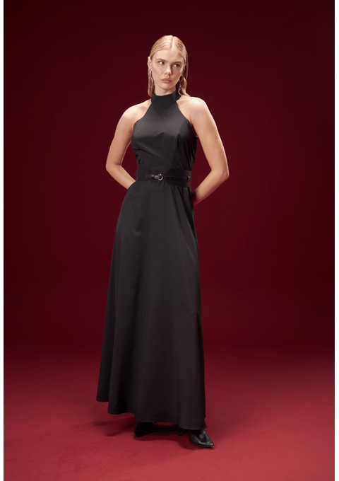 Vestido Longo Com Cinto