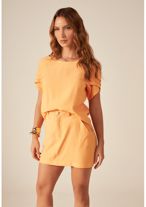 T-shirt com Manga Tulipa