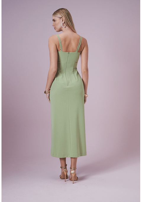 Vestido Midi Com Fenda
