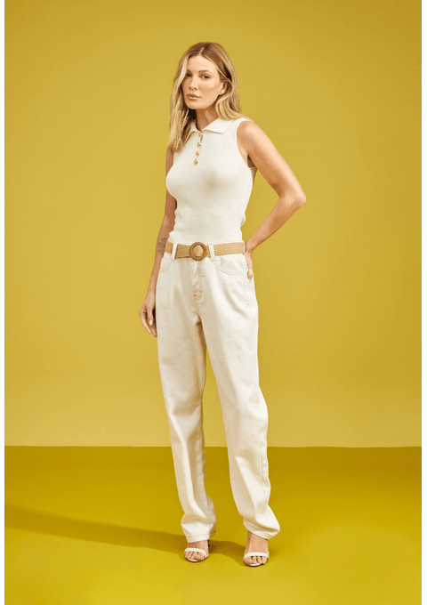 Cropped Polo em Malha Canelada