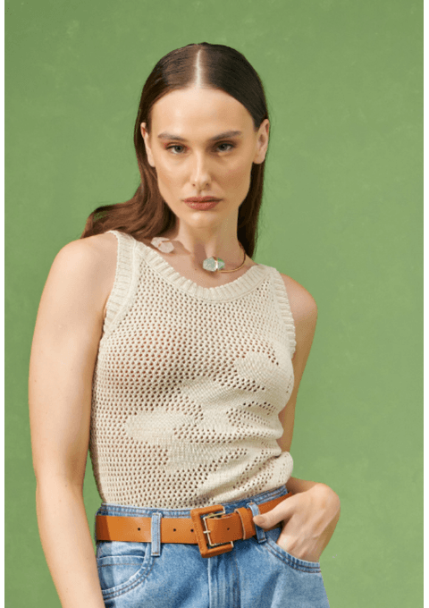 Regata Tricot com Trama Aberta