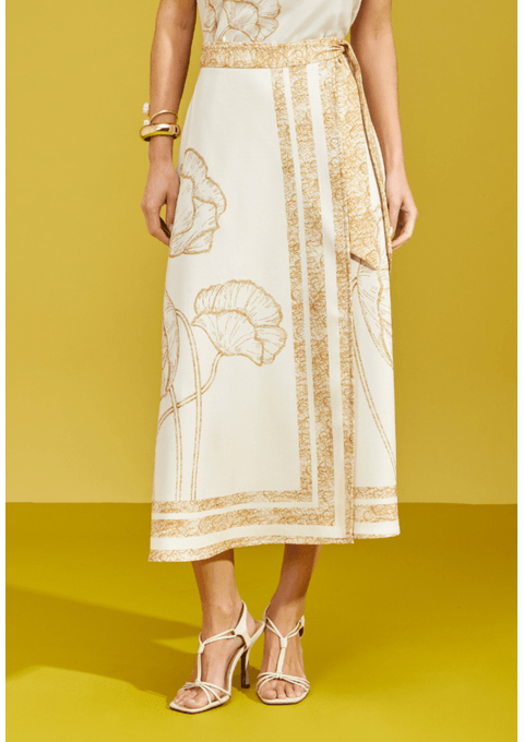 Saia Midi Envelope Estampado