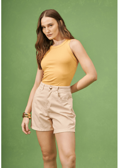 Cropped Liso com Decote Redondo