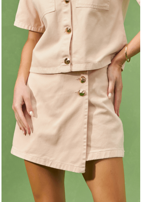 Shorts Saia Jeans Collor com Botões Dourados