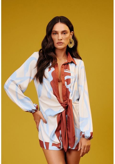 Chemise Saída de Praia Estampada