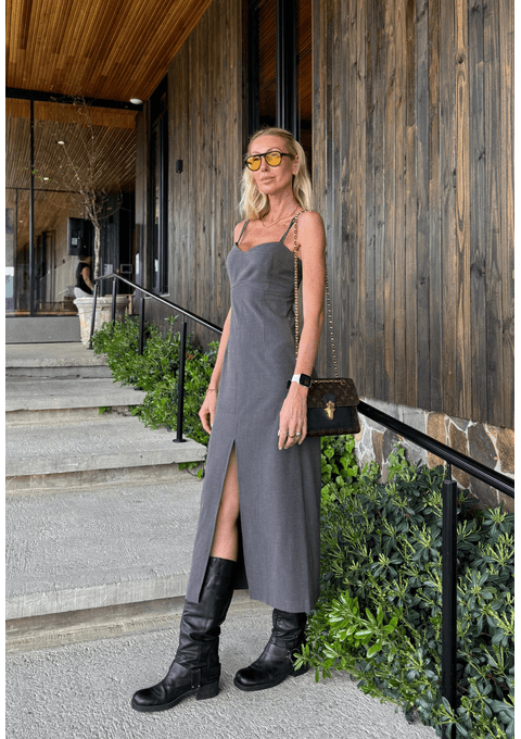 Vestido Midi Com Fenda