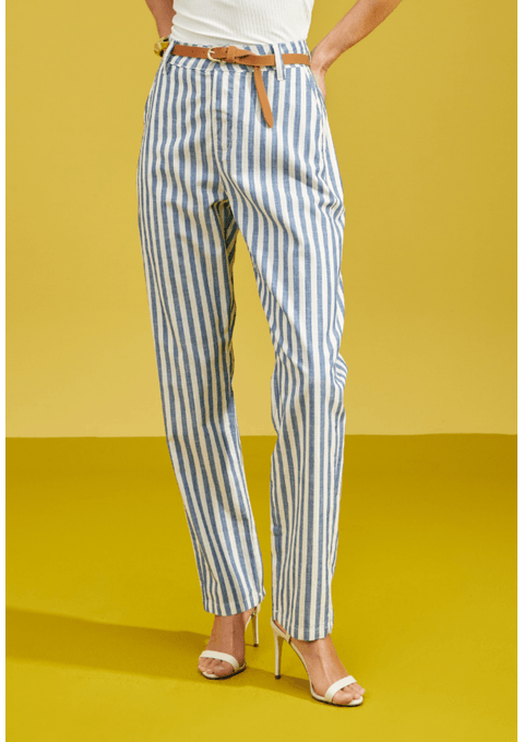 Calça Jeans Amanda Listrada com Cinto