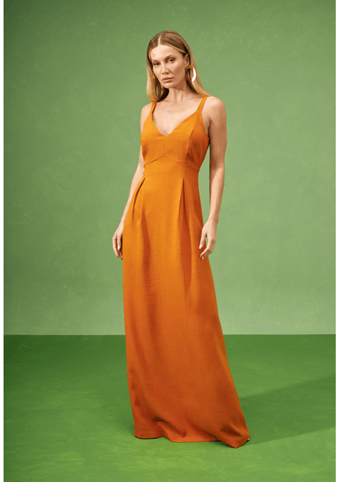 Vestido Longo com Recorte Estruturado