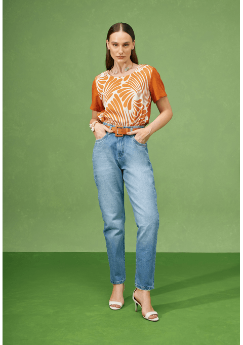 Calça Jeans Mom com Cinto Personalizado