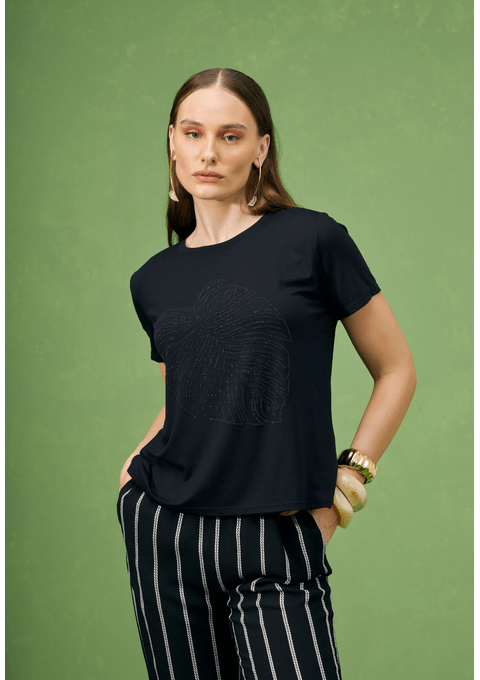 T-shirt Preta com Termocolante