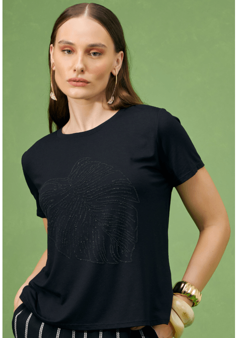 T-shirt Preta com Termocolante