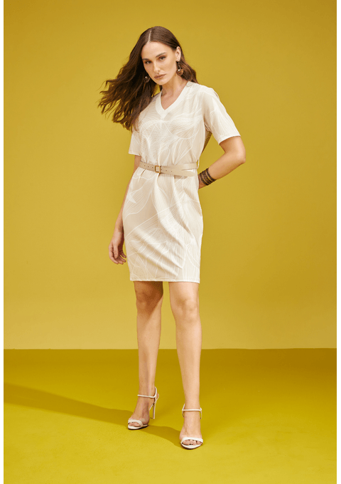 T Dress Estampado com Gola Retilínea