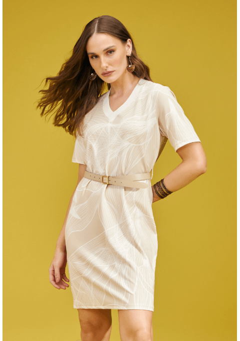 T Dress Estampado com Gola Retilínea