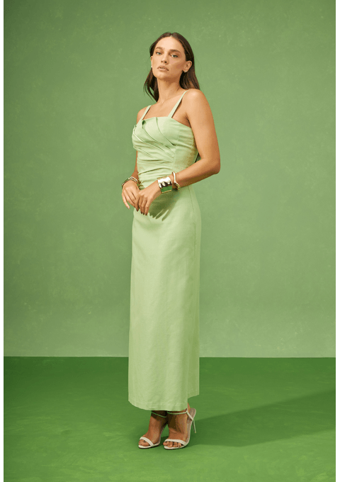 Vestido Midi Com Drapeado