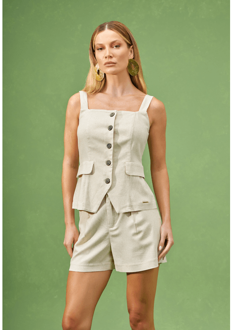 Blusa de Alças com Botões Frontais