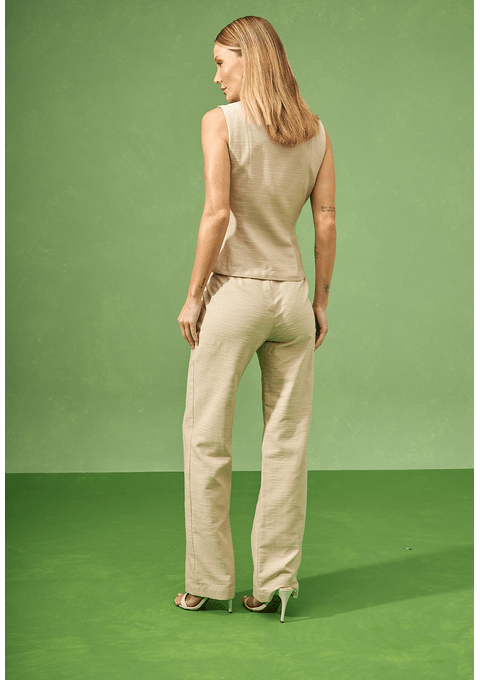 Conjunto Alfaiataria Blusa Sem Mangas e Calça Reta