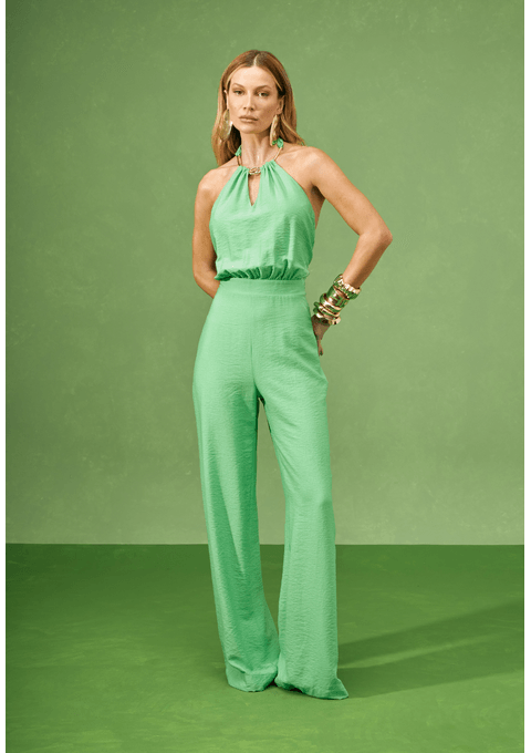 Macacão Longo com Decote Torcido