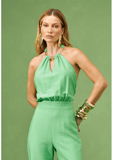 Macacão Longo com Decote Torcido