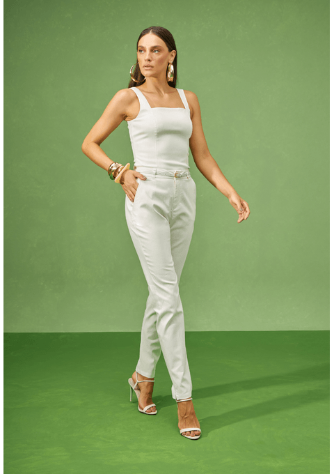 Top Jeans com Decote Quadrado