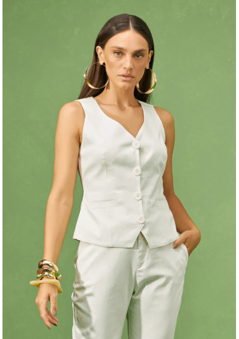 Colete Jeans com Abotoamento Frontal