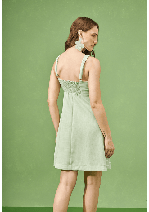 Vestido Curto com Bordado Floral