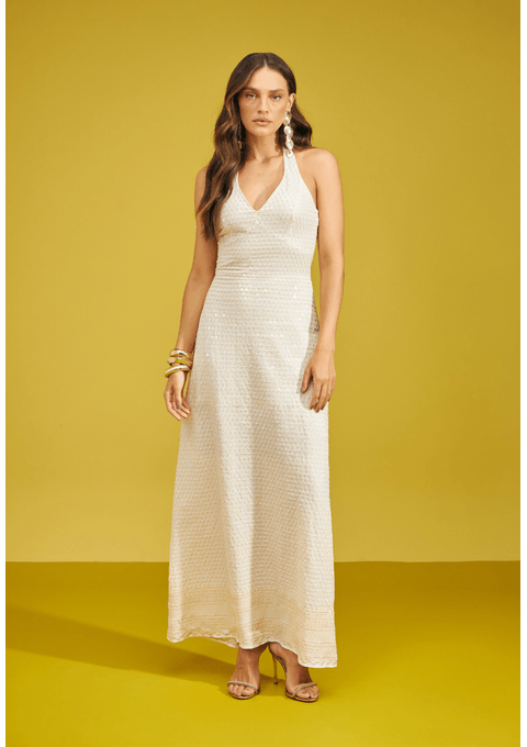Vestido Longo Frente Única Texturizado