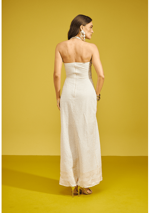 Vestido Longo Frente Única Texturizado