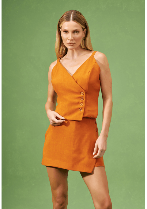 Shorts Saia de Alfaiataria com Sobreposição