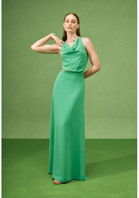 Conjunto Cropped e Saia Longa