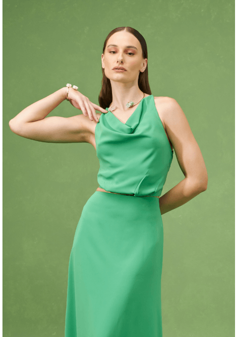 Conjunto Cropped e Saia Longa