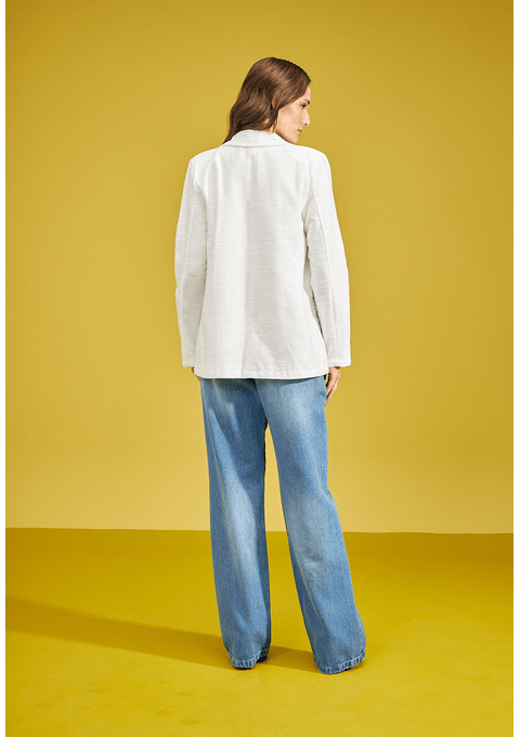 Calça Jeans Wide Leg com Bordado Boca de Bolso