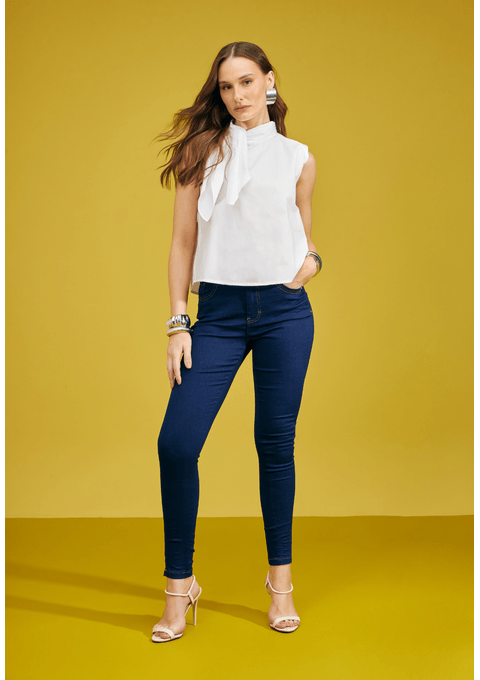 Calça Jeans Skinny com Pesponto Contraste