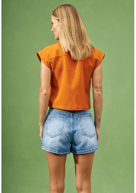 Shorts Jeans com Cintura Alta e Cinto