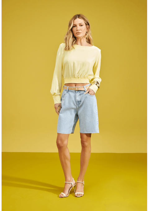 Bermuda Jeans Mom com Cinto