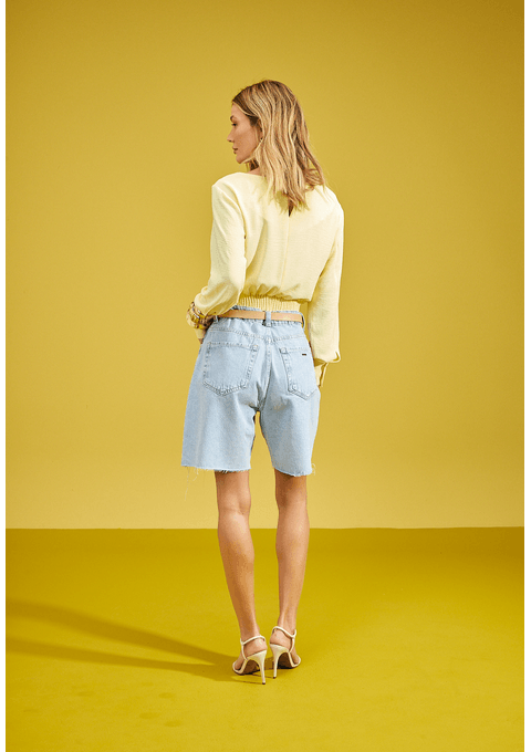 Bermuda Jeans Mom com Cinto