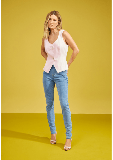 Calça Jeans Skinny com Filigrana