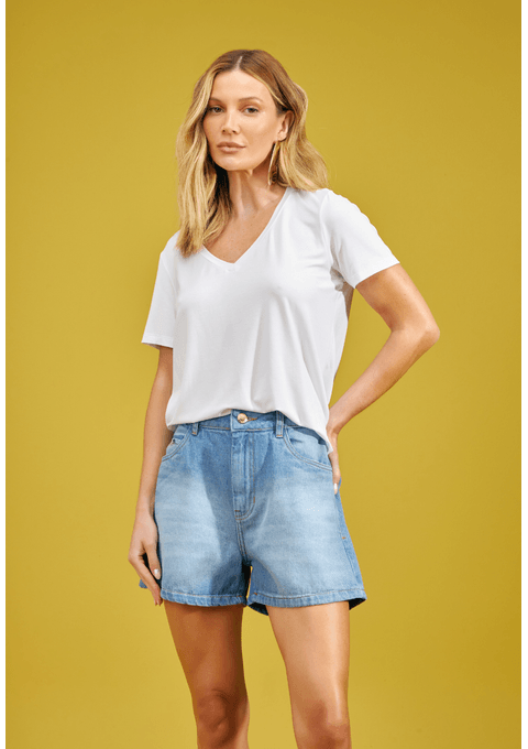 Shorts Jeans Amanda com Lavagem Média