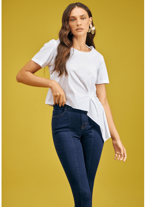 Calça Jeans Skinny com Cintura Alta