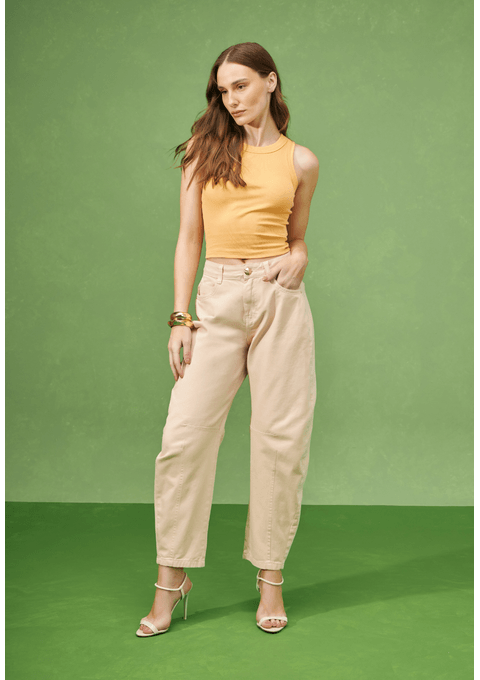 Calça Jeans Mom Horseshoe Collor